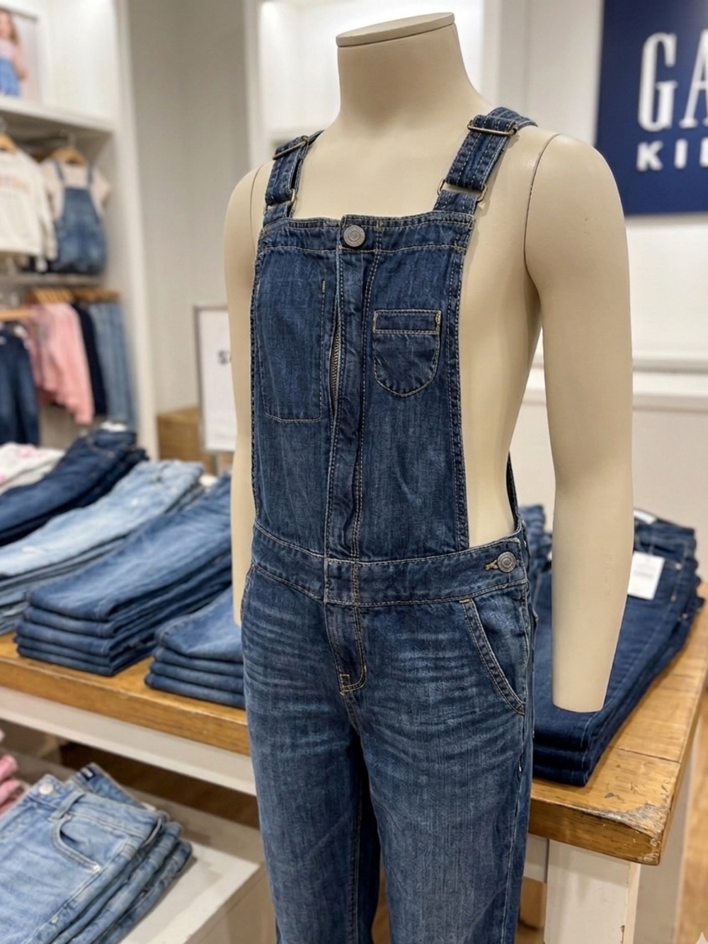 GAP Dark Blue Denim Kids Overalls size medium (8-10)